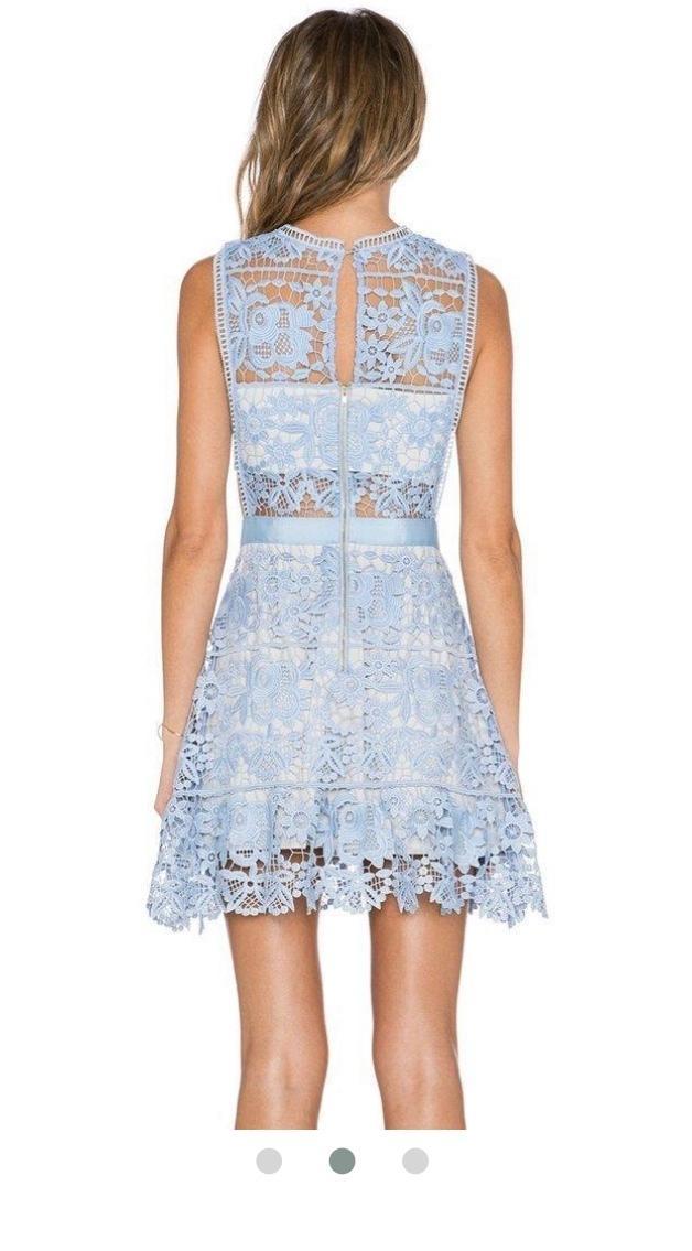Self Portrait Lace Peplum Mini Dress Blue Size 8 - Image 3
