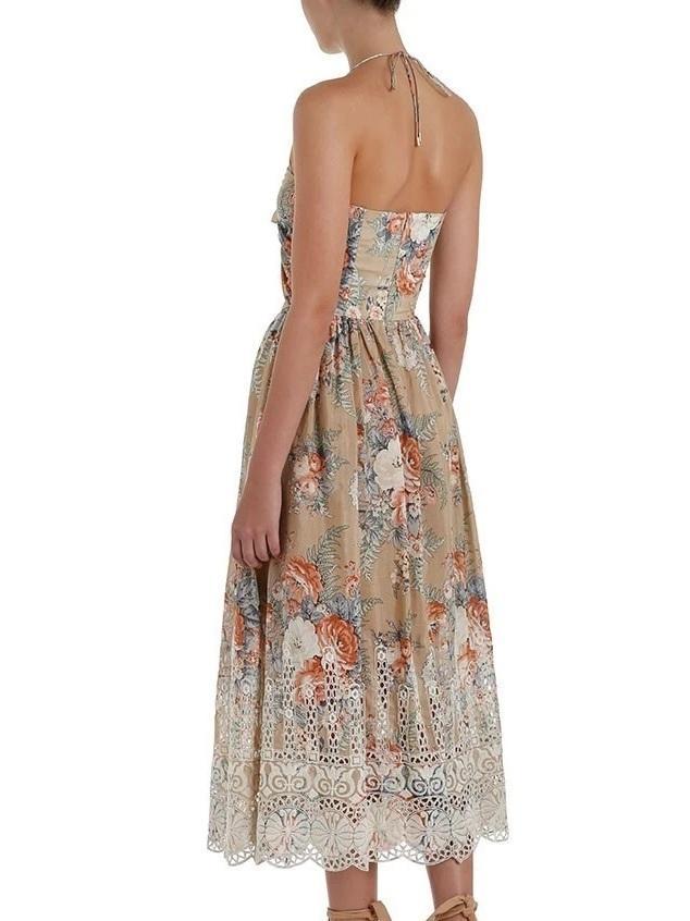 Zimmermann Anais Antique Tie Dress Nude Floral Size 8 - Image 3