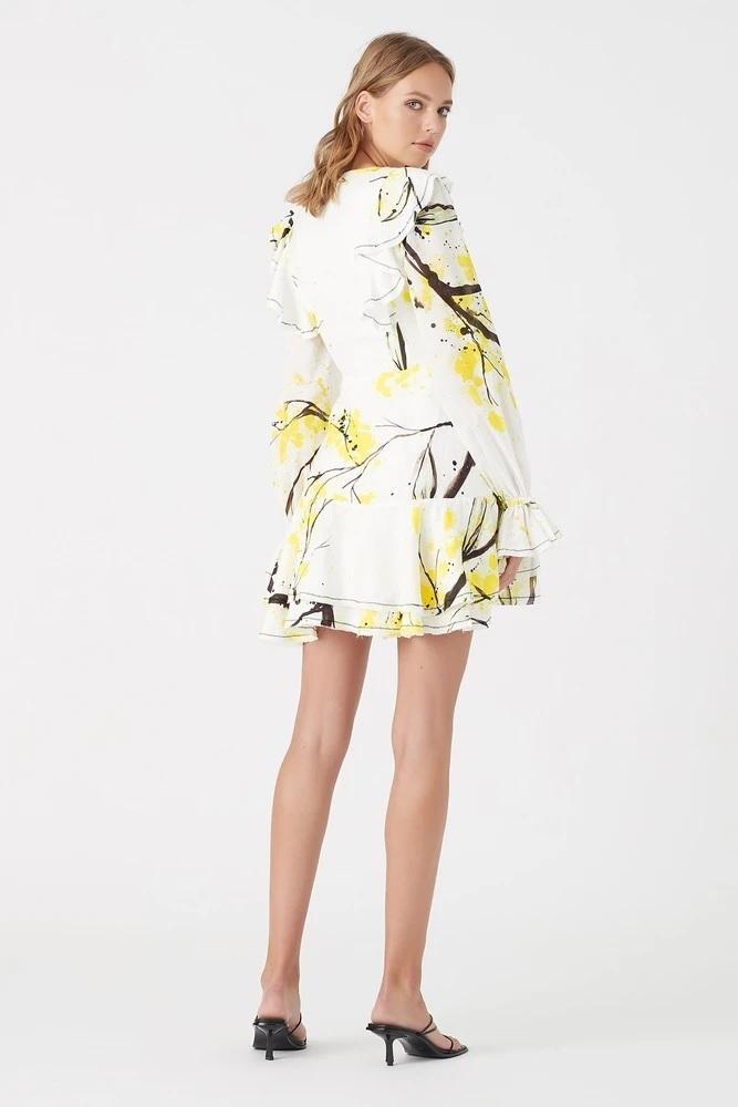 Aje Mimosa Wrap Mini Dress Wattle Print Size 8 - Image 2