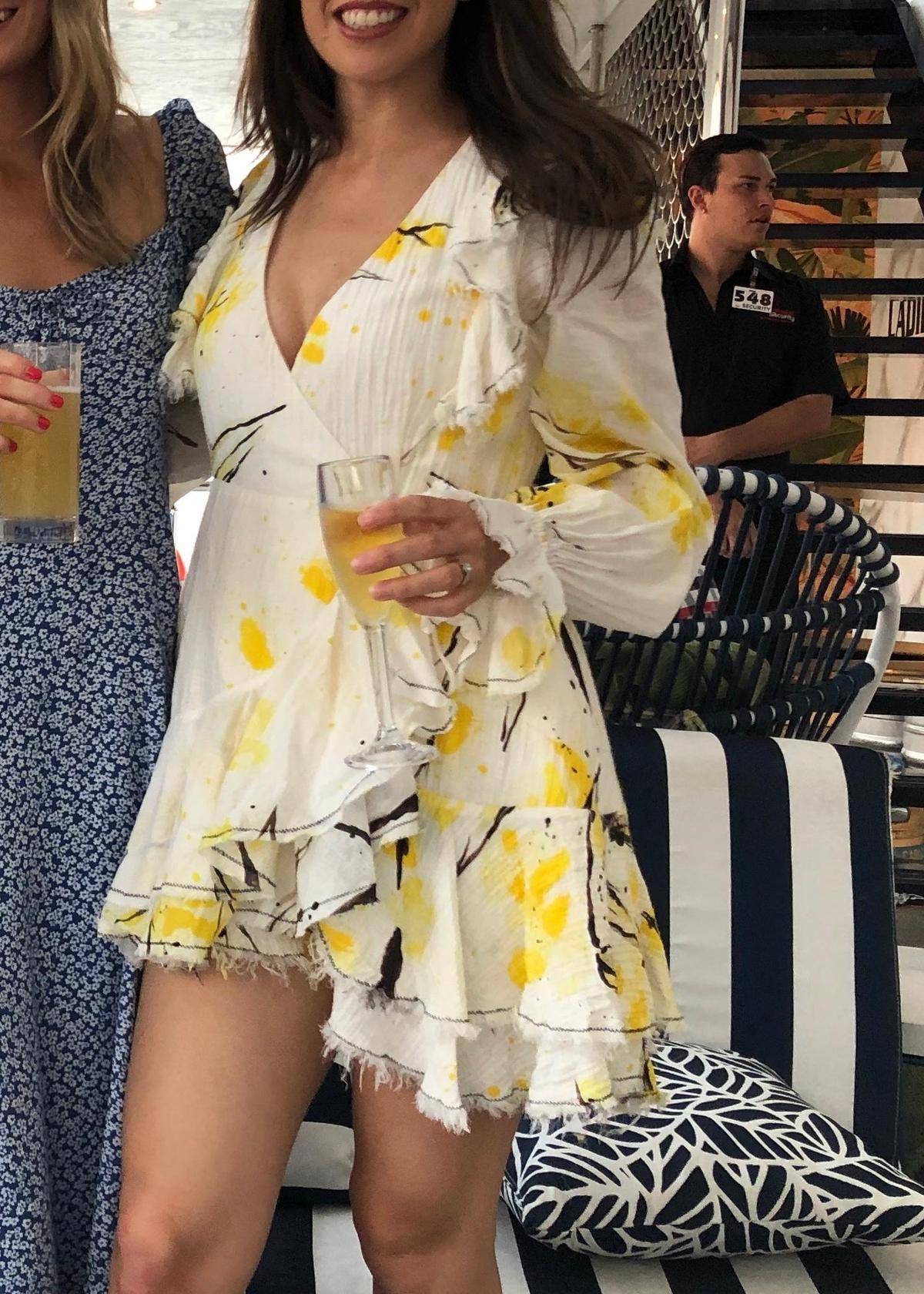 Aje Mimosa Wrap Mini Dress Wattle Print Size 8 - Image 3