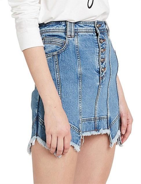 Aje Crawford Denim Mini Skirt Blue Classic Wash Size 8 - Image 4