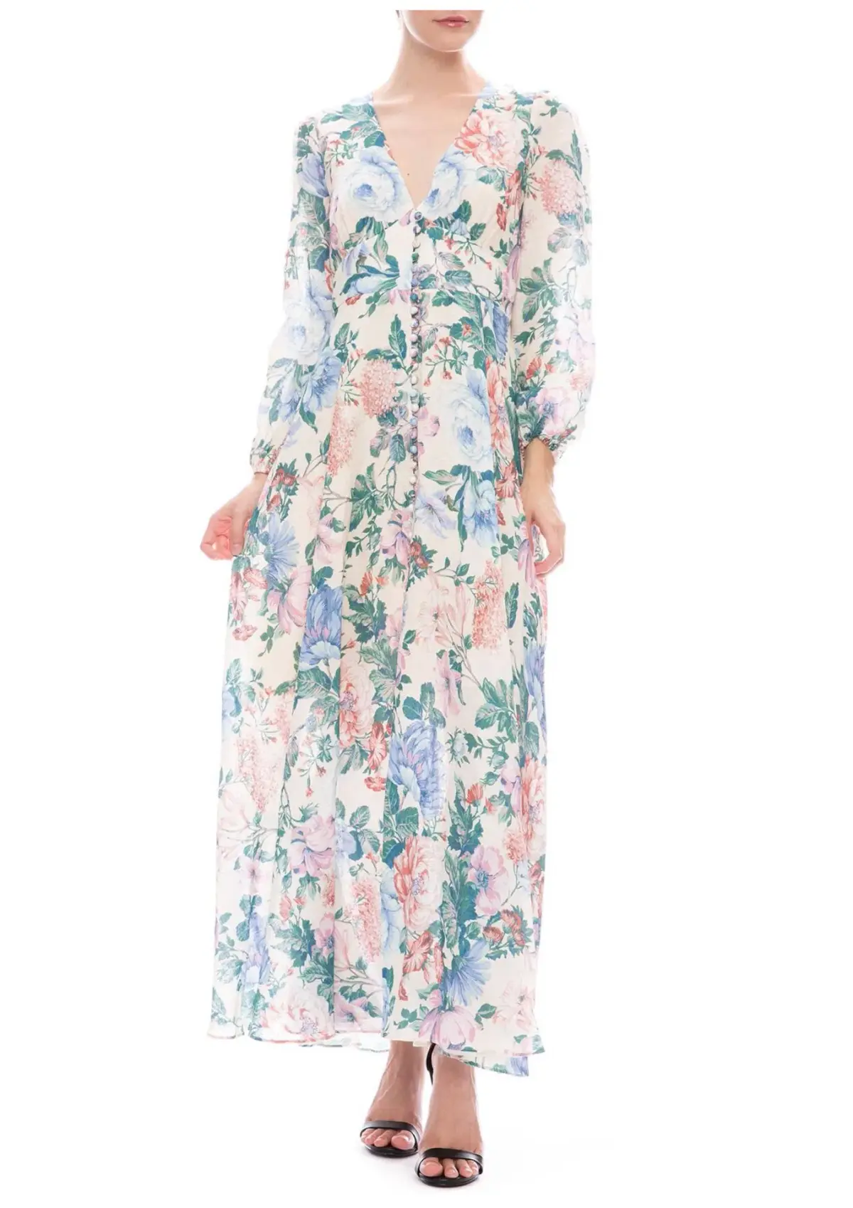 Zimmermann Verity Plunge Long Dress Cream Floral Size 8 - Image 1