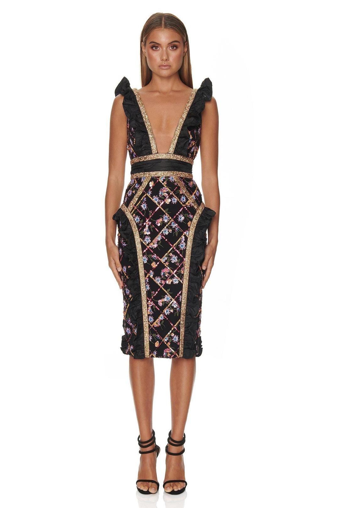 Eliya The Label Natalia Dress Black Size 6 for rent on The Volte - main image