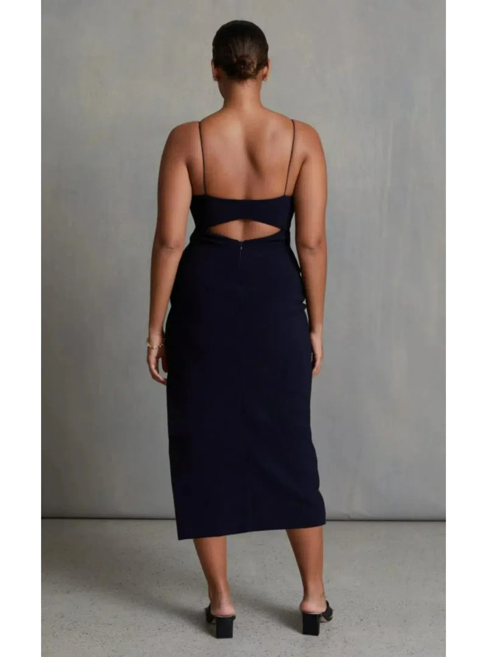 Bec & Bridge Be Mine Cut Out Midi Dress Black Size AU 6 - Image 3