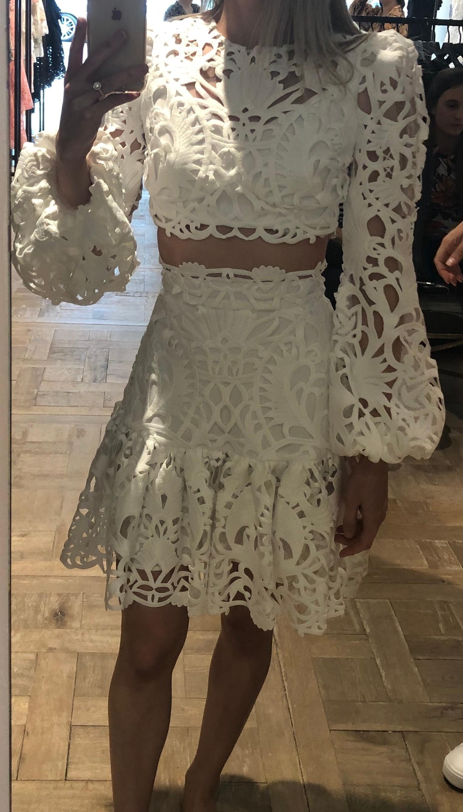Thurley Utopia White Lace Top & Skirt White Size 6 - Image 2