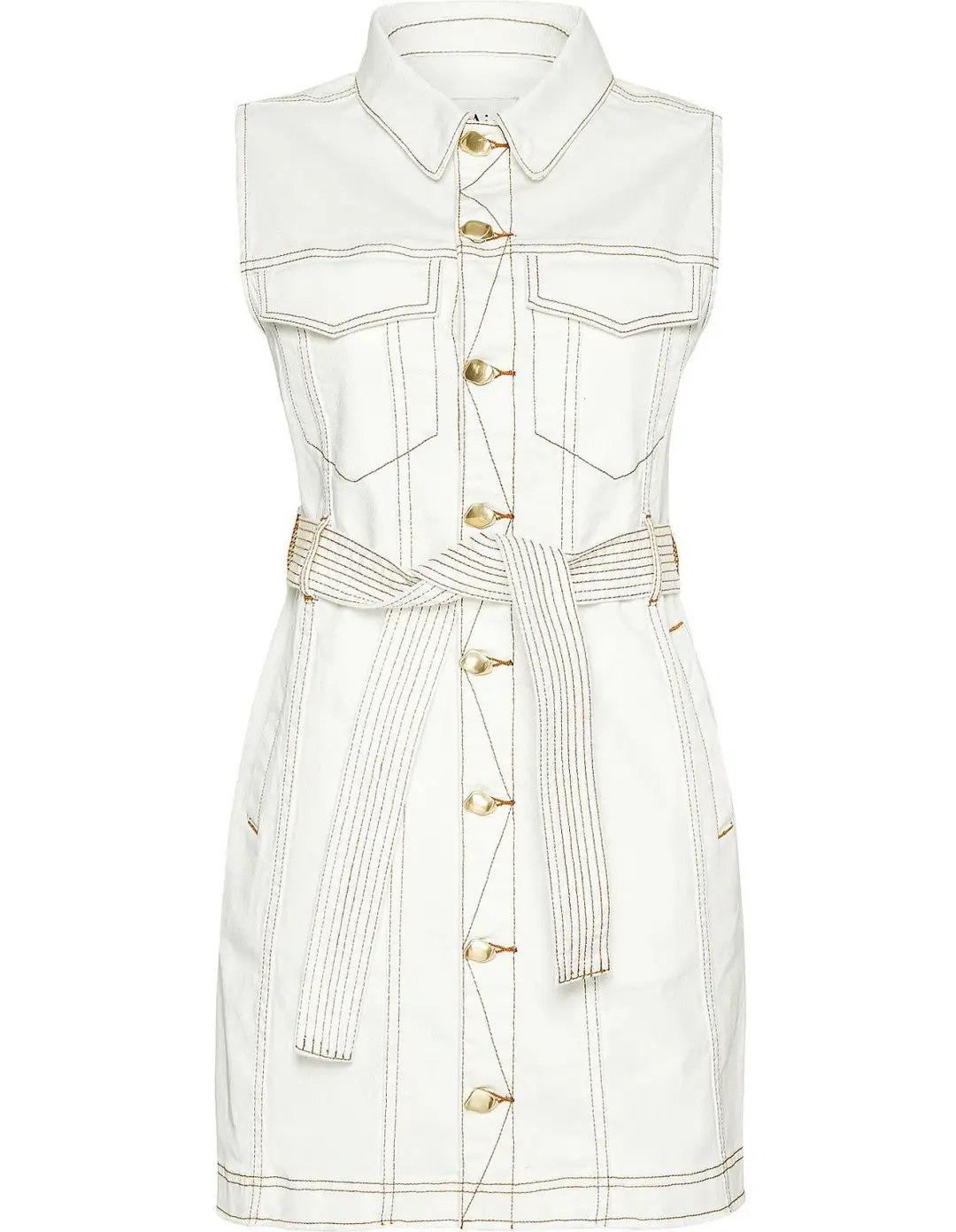 Aje Mimosa Alek Denim Mini Dress White Size 4 for rent on The Volte - main image