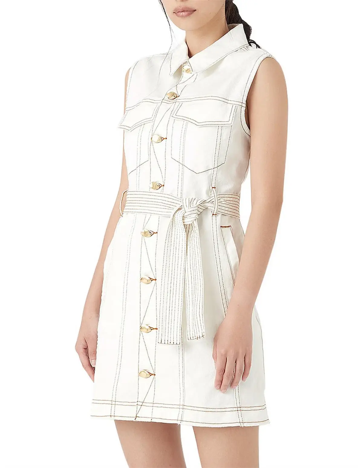 Aje Mimosa Alek Denim Mini Dress White Size 4 - Image 2