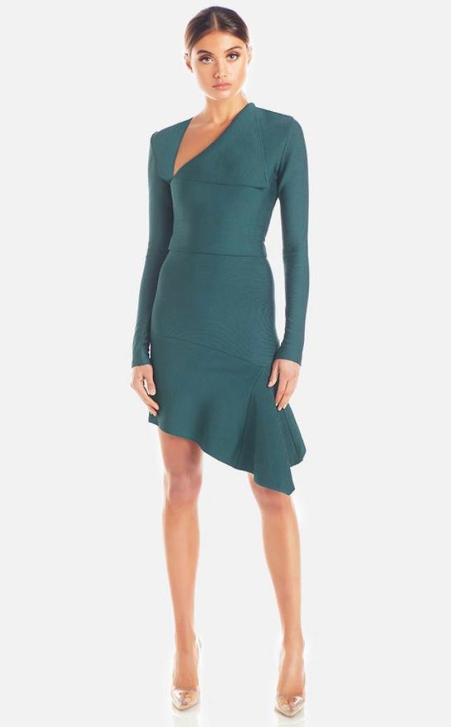 MISHA Donna Mini Bandage Dress Teal Size 12 - Image 1