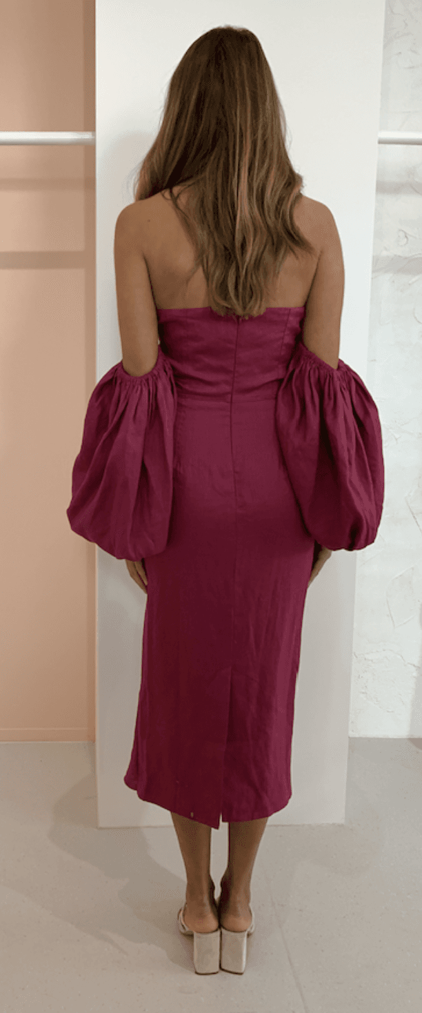 Joslin Abagail Linen Dress in Beaujolaris - Image 4