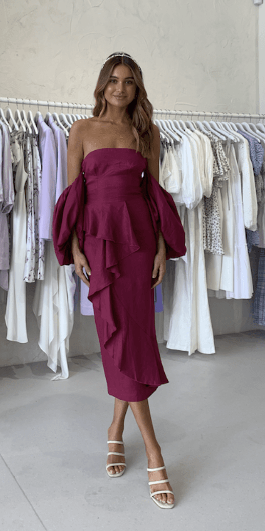 Joslin Abagail Linen Dress in Beaujolaris - Image 1
