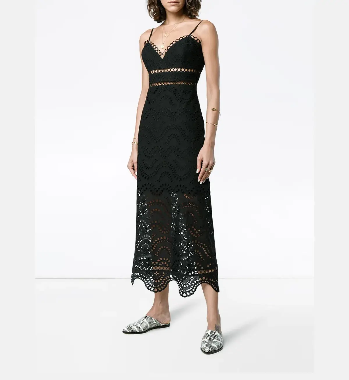 Zimmermann Jaya Wave Midi Dress Black Size 2 / Au 12 - Image 1