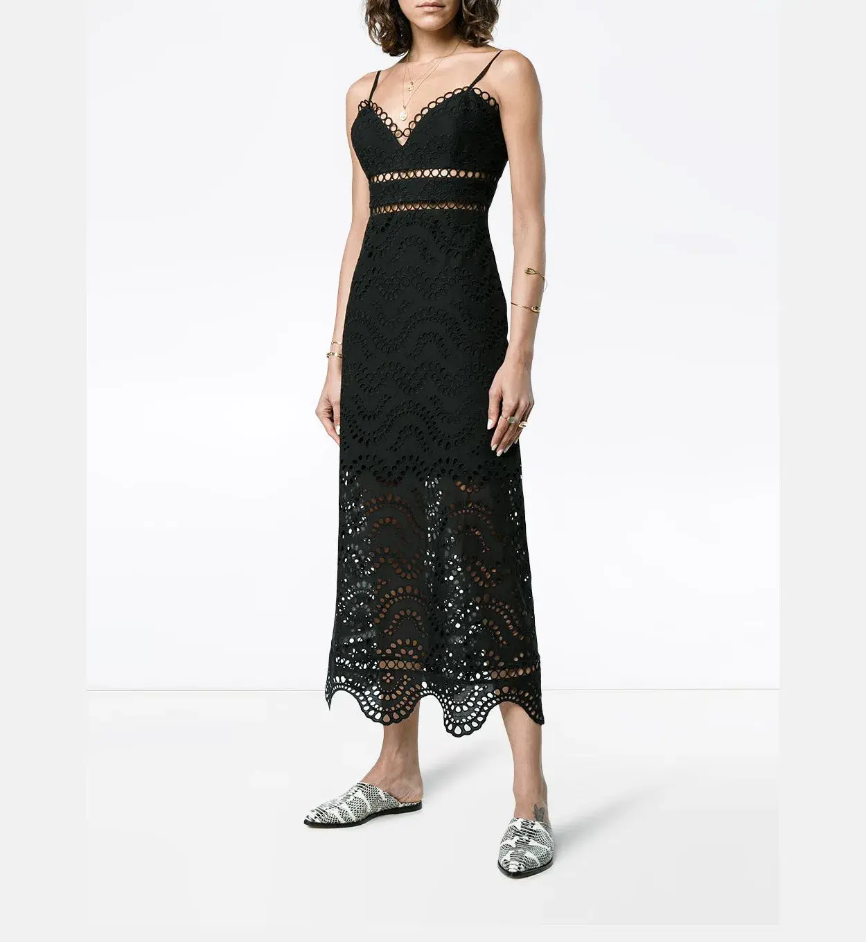 Zimmermann Jaya Wave Midi Dress Black Size 2 / Au 12 - Image 1