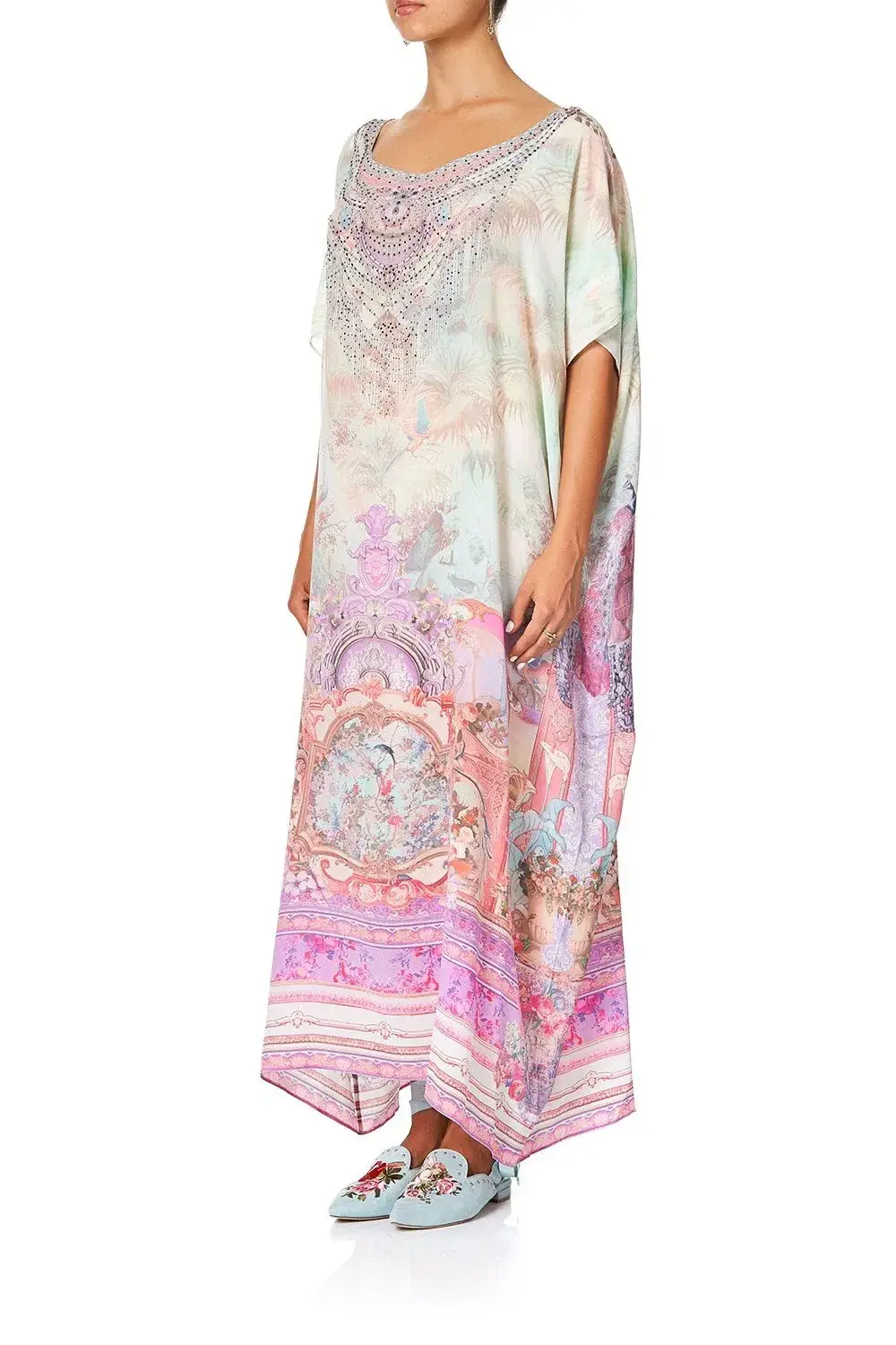 Camilla Slim Line Round Neck Kaftan Electron Libre Print Size 12 for rent on The Volte - main image