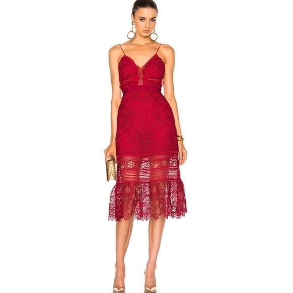 Self Portrait Floral Lace Midi Dress Size 8 - Image 1