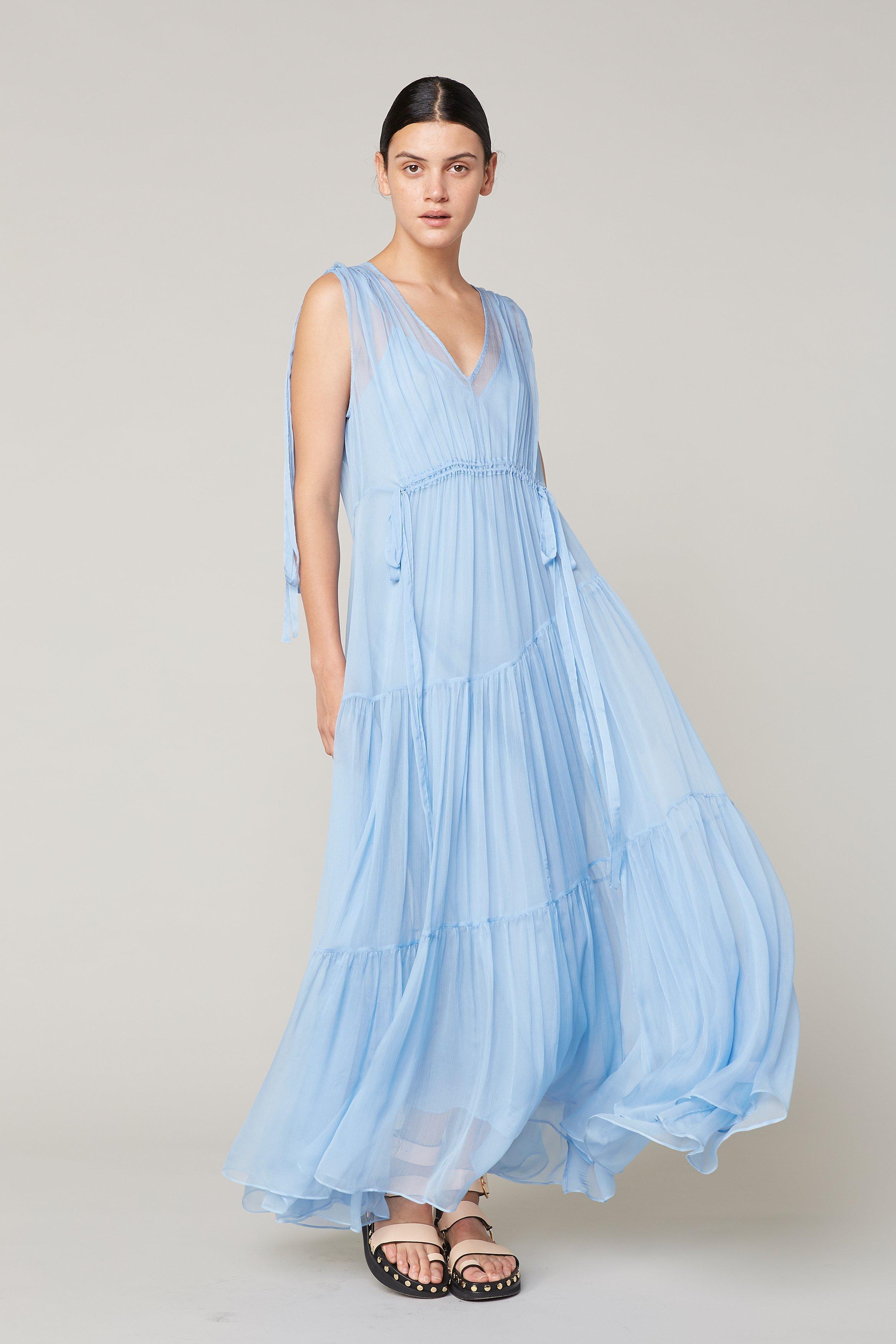 Lee Mathews Petra Tiered Dress - Blue - Image 2