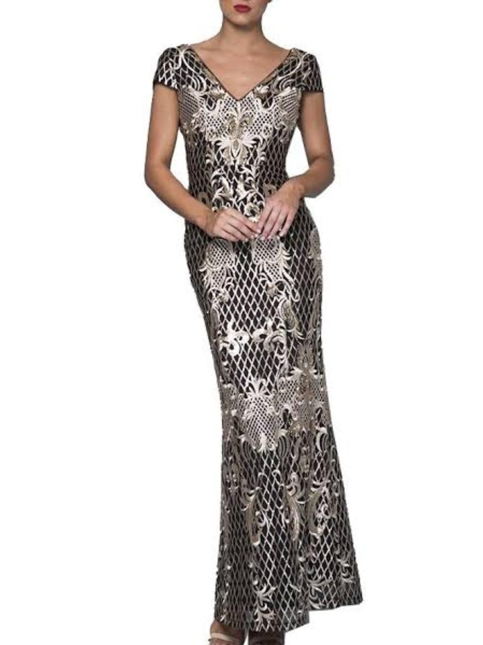 Black and Gold Bariano Dress - Image 1