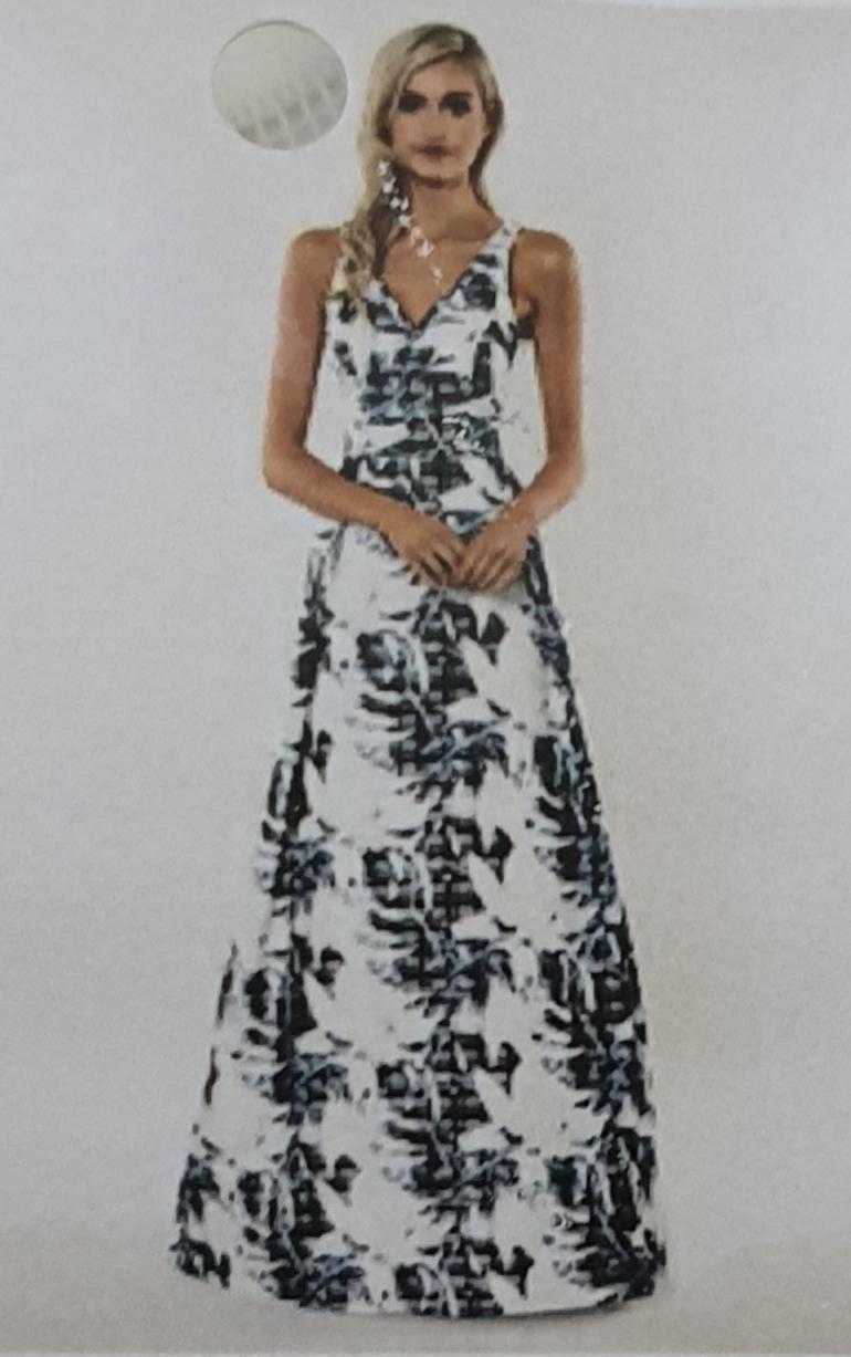Bariano Blue and White Floral Beauty Custom Made Dress Print Size 8 - Image 1
