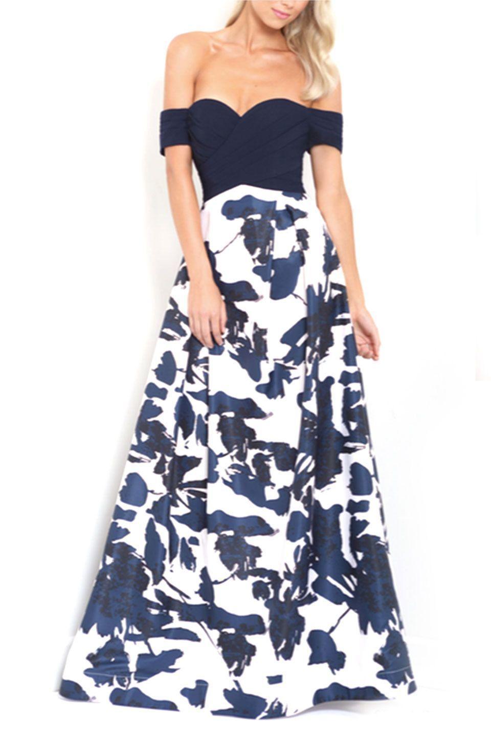 Bariano Blue and White Brush Stroke Print Dress - Image 1