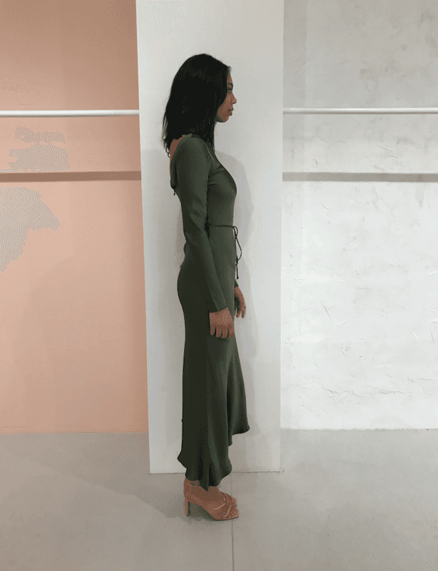 Bec & Bridge Delphine Long Sleeve Midi Dress Fern Green Size 8 - Image 4