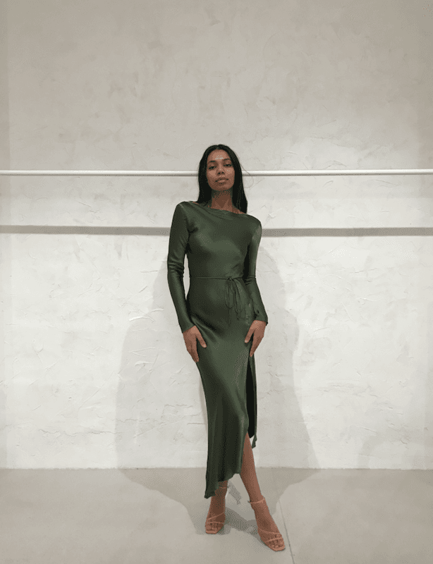 Bec & Bridge Delphine Long Sleeve Midi Dress Fern Green Size 8 - Image 1