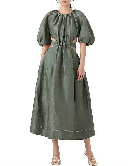 Aje Mimosa Cutout Midi Dress Green Size 8 - Image 1