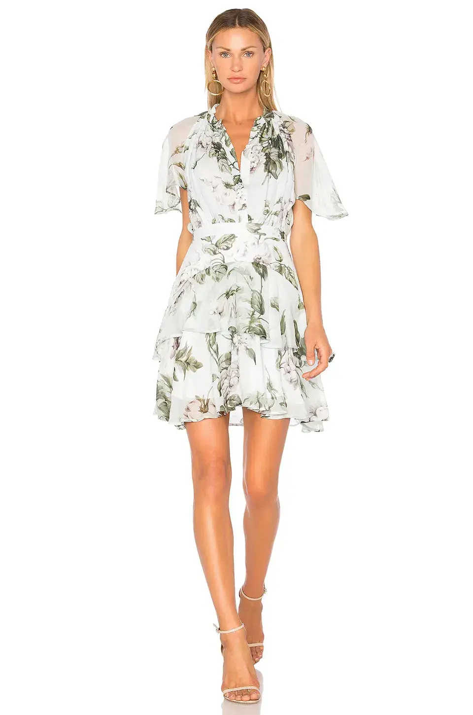 Lover Water Colour Flutter Mini Dress Print Size 8 - Image 1