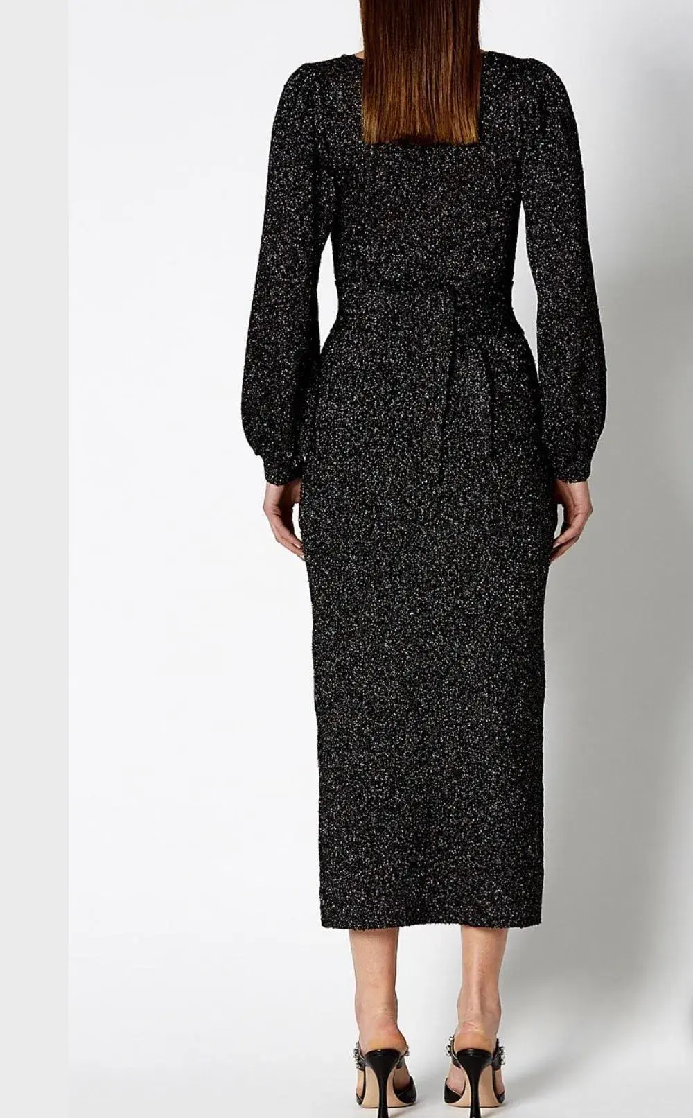 Scanlan Theodore Calypso Tinsel V Neck Gown Black Size 8 - Image 3