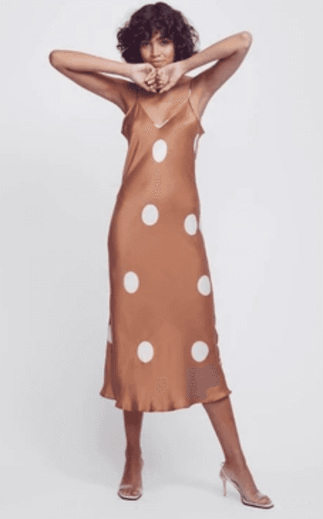 Silk Laundry Polka Dot Silk Slip Dress Cinnamon Size 6  - Image 1