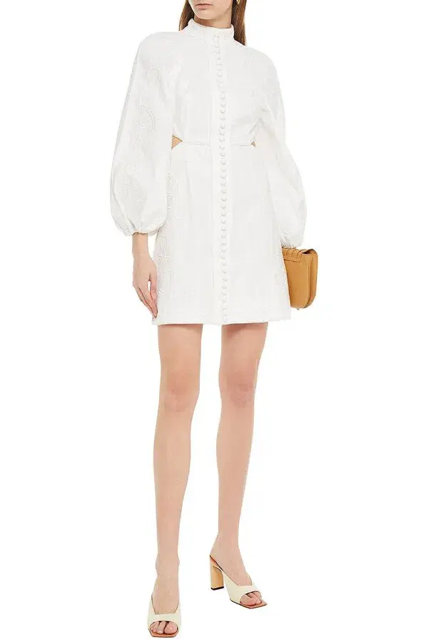 Zimmermann Bonita Corded Short Dress Ivory Size 8 - Image 1