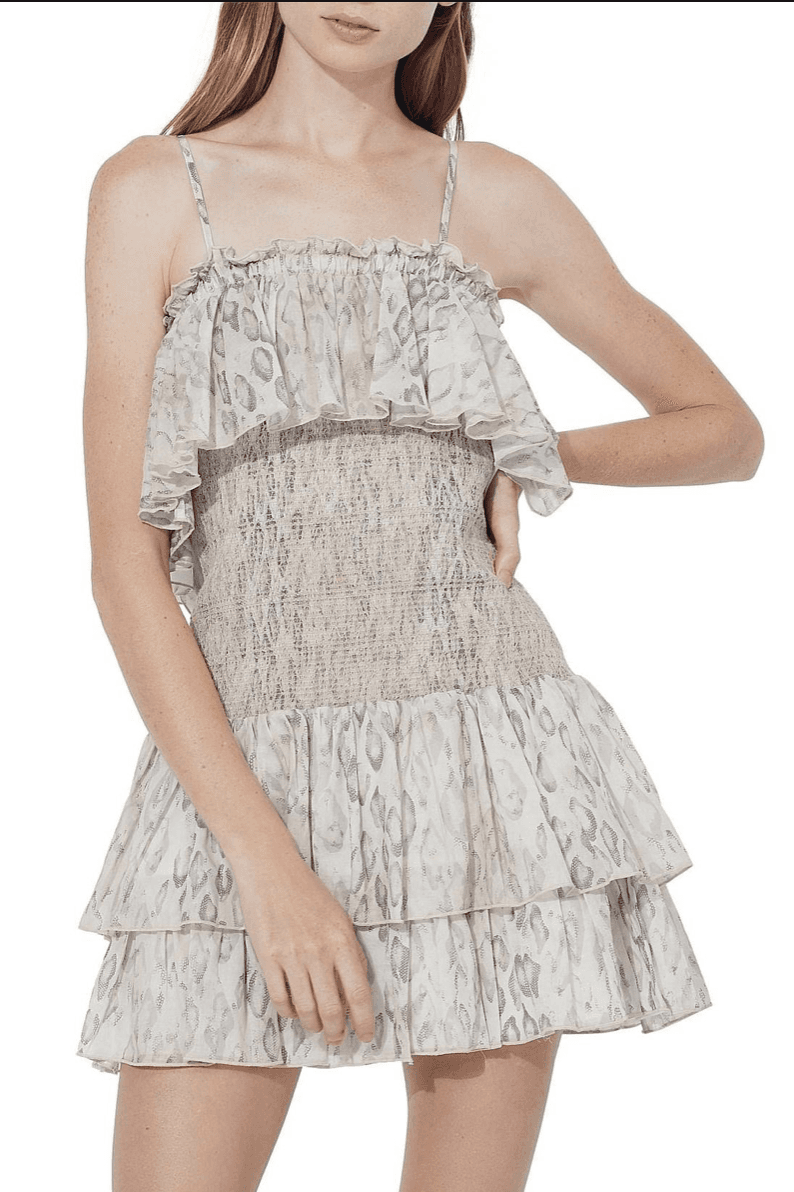 Aje Esme Smocked Mini Dress White Size 6 - Image 3