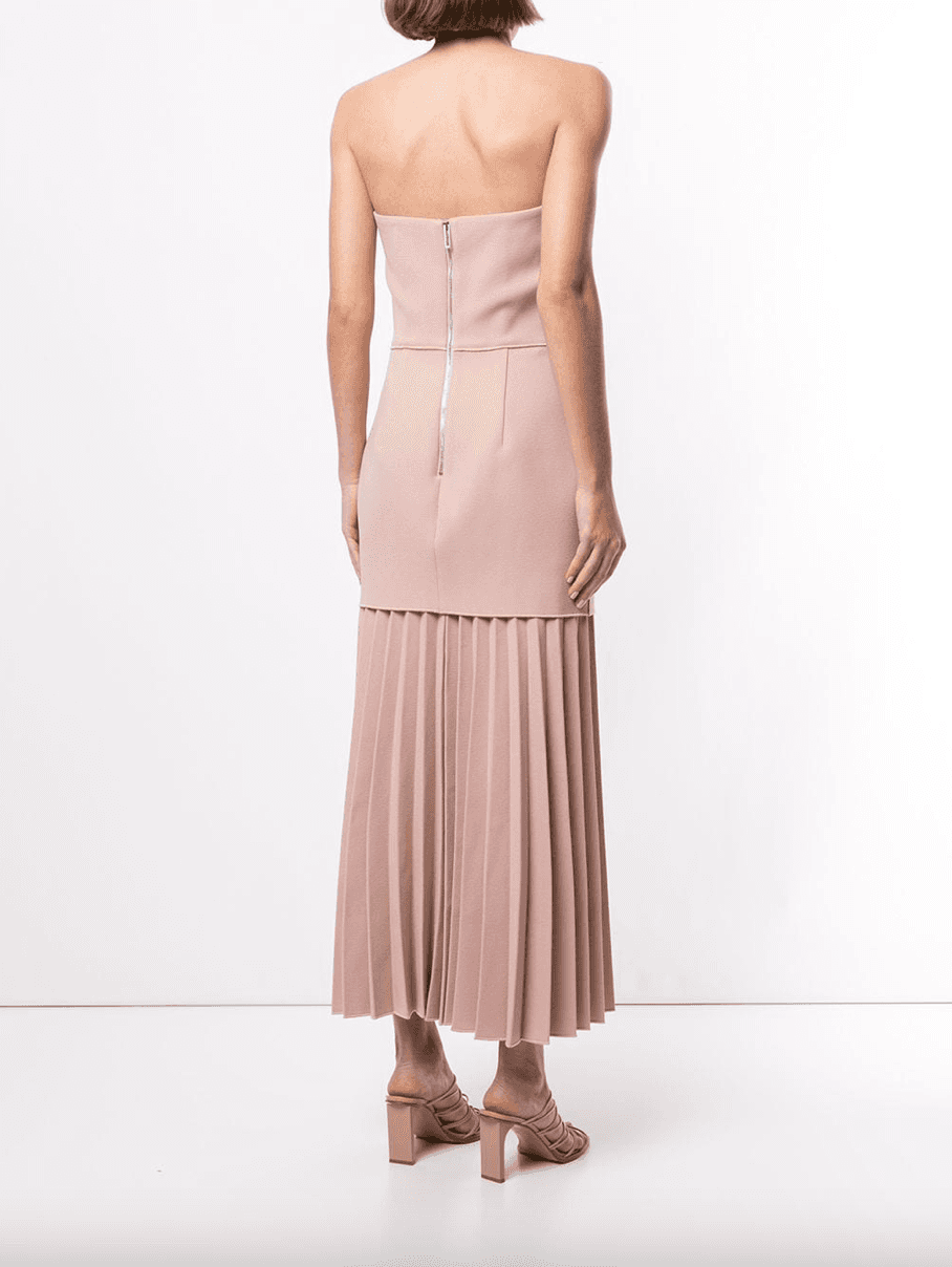 Dion Lee Linear Crepe Pleated Midi Dress Pink Size 6 for rent on The Volte - main image