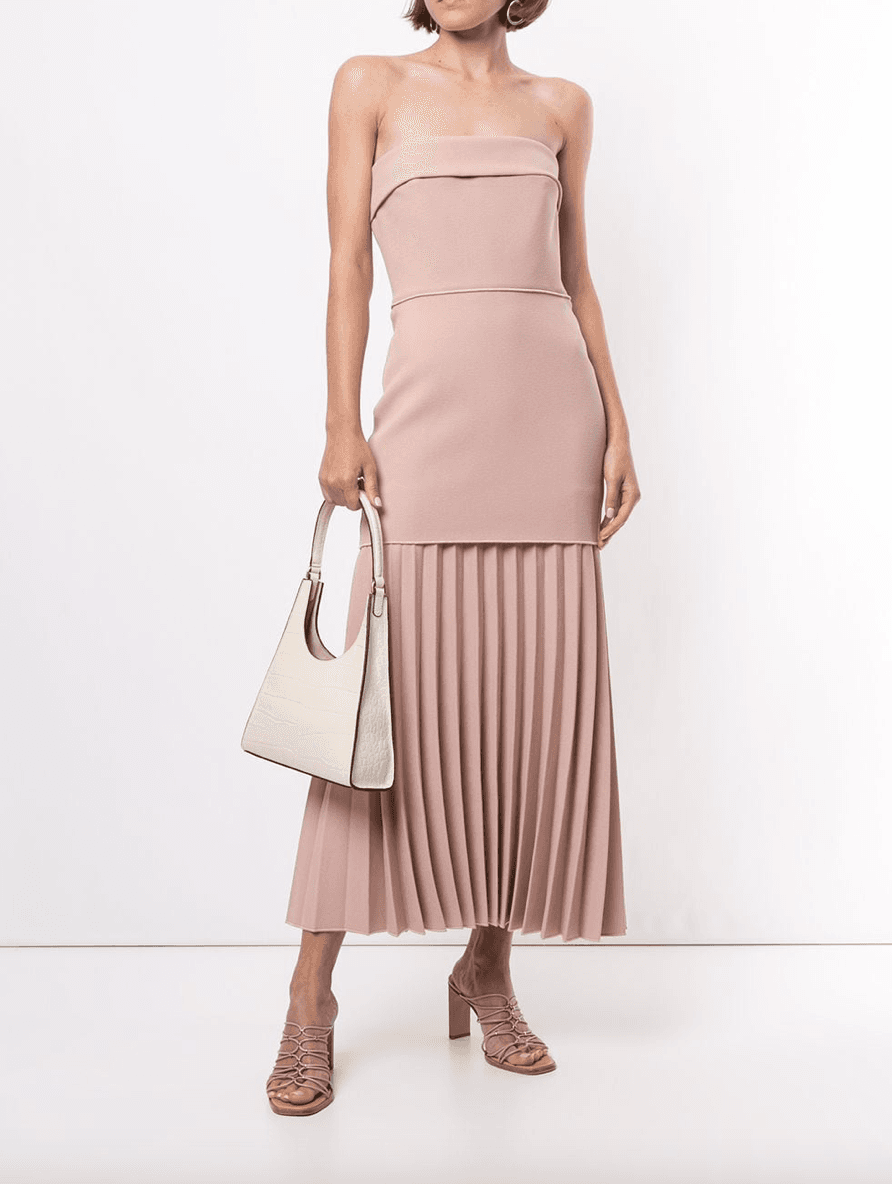 Dion Lee Linear Crepe Pleated Midi Dress Pink Size 6 for rent on The Volte - main image