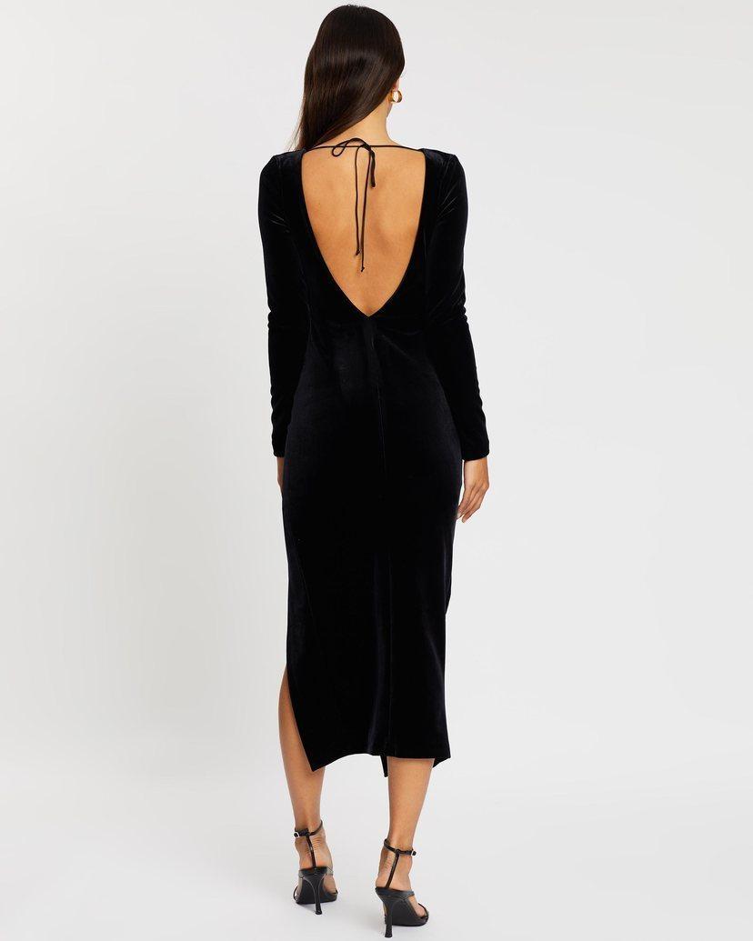 Bec & Bridge Midnight Soirée LS Midi Dress Black Size AU 6 - Image 3