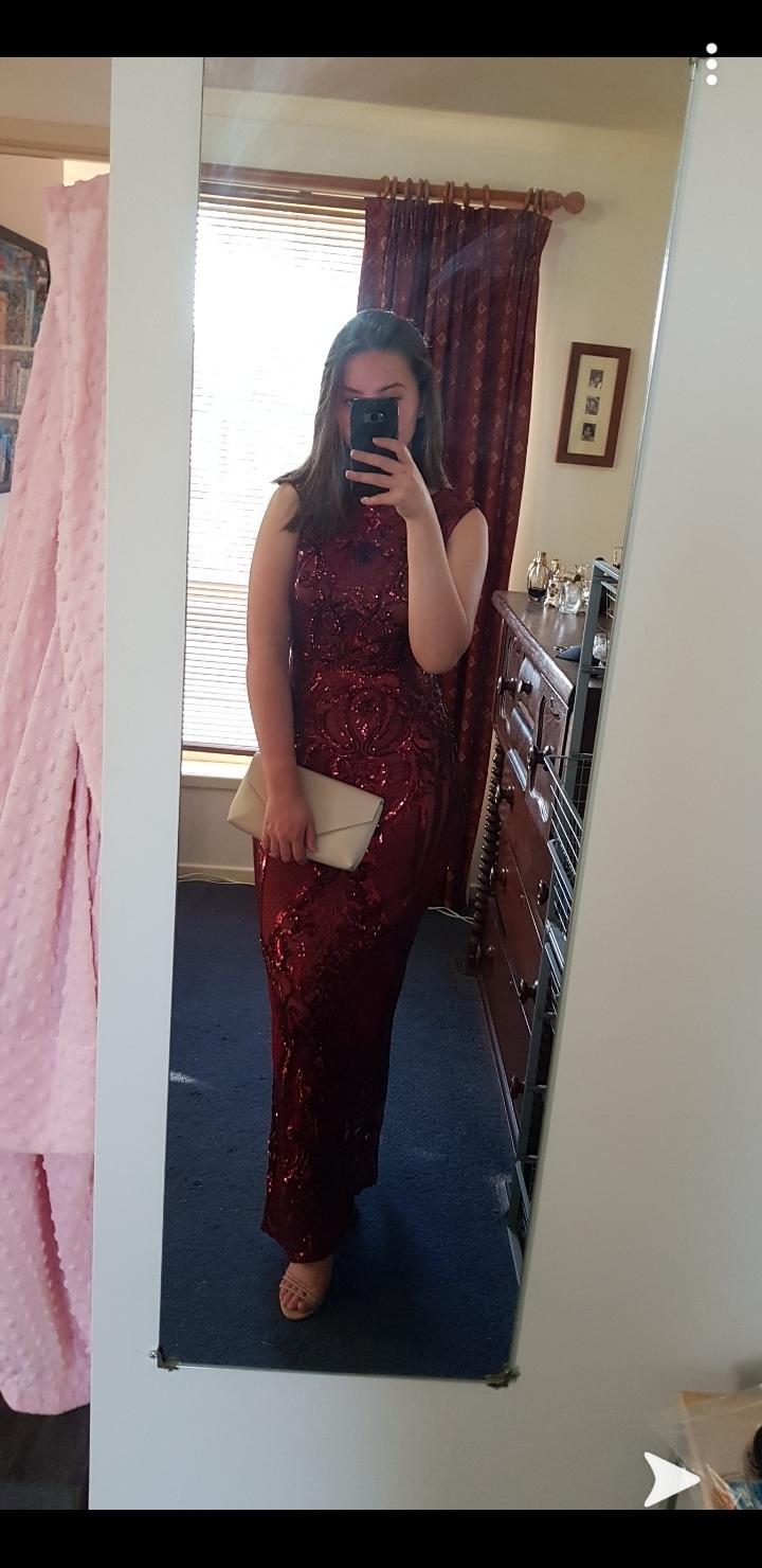 Pilgrim Dancing with Sequin Dress Burgundy Size 10 - Image 3