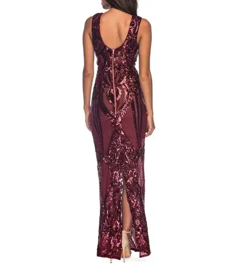 Pilgrim Dancing with Sequin Dress Burgundy Size 10 - Image 2