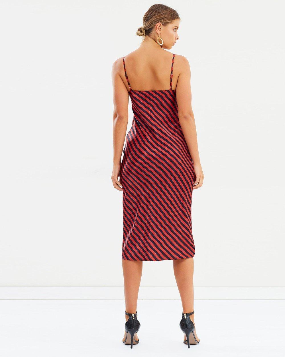 Shona Joy Bias Slip Midi Red and Navy Stripe Size 6 - Image 3