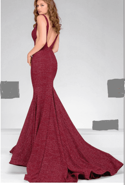 Burgundy Fitted Jovani Prom Gown 47075 size 8 - Image 2