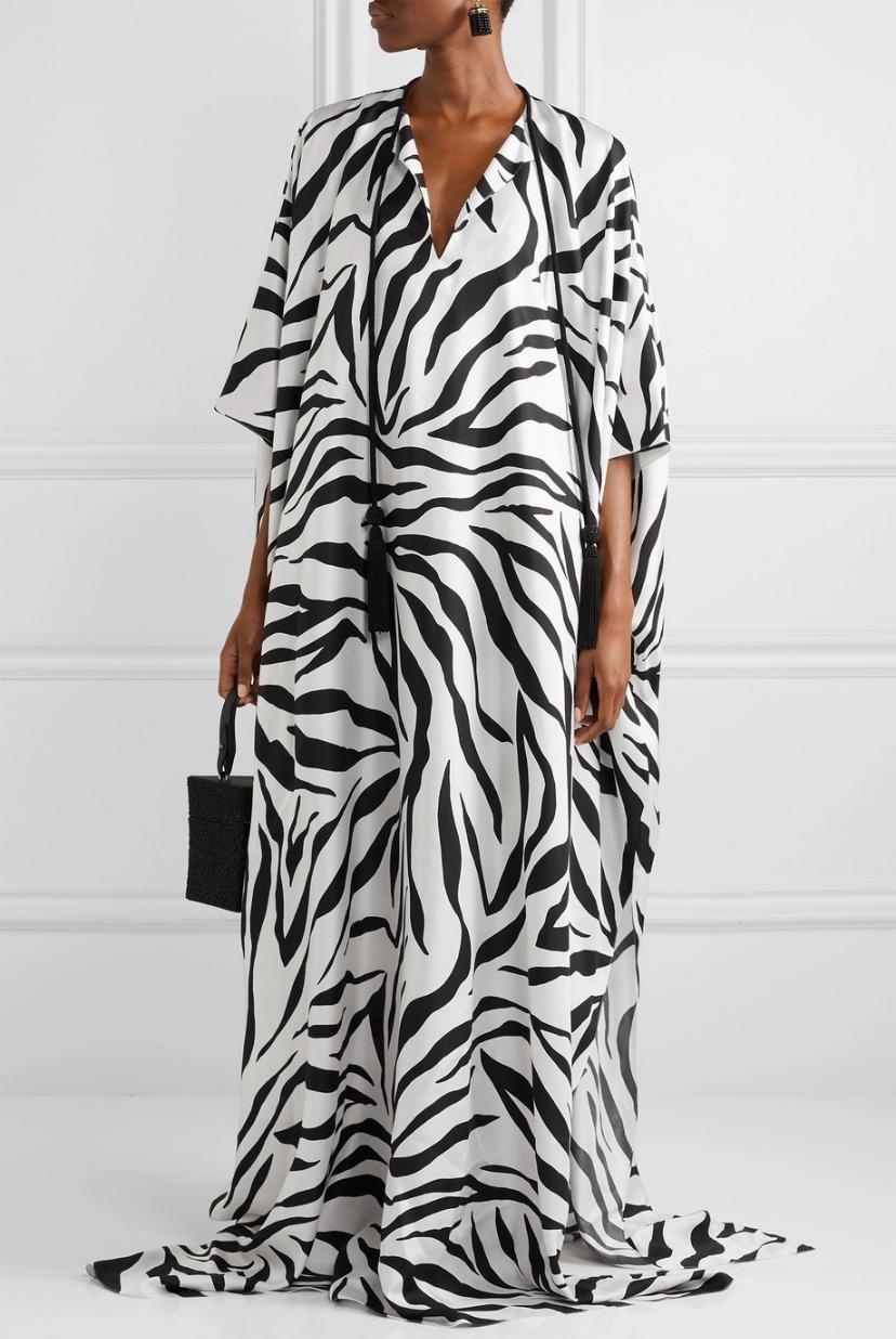 Oscar De La Renta Oversized Relaxed Fit Silk Gown Print Size 8 - Image 1