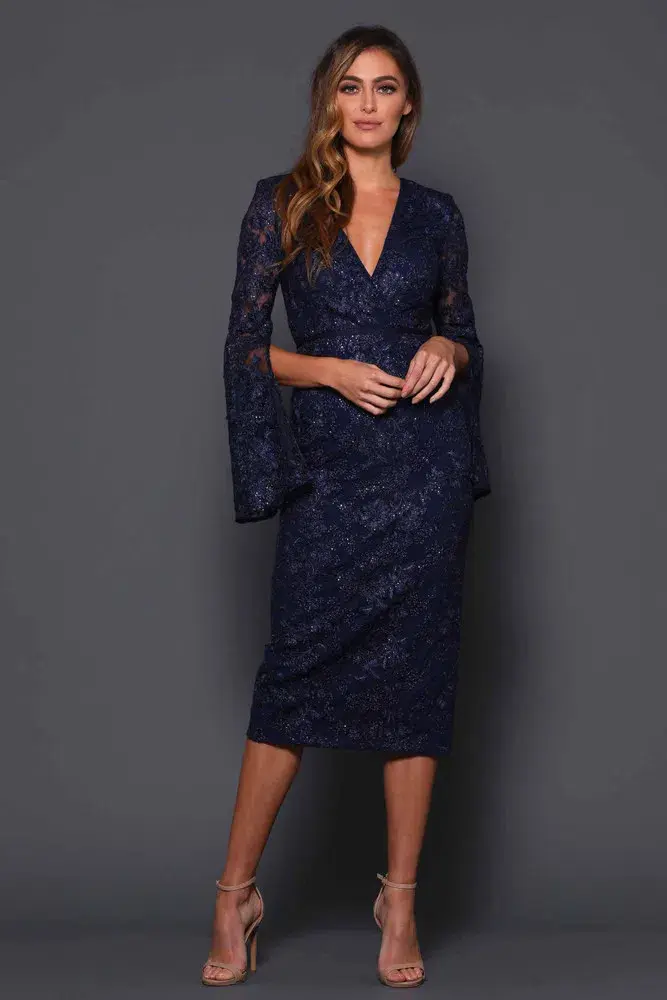 Elle Zeitoune Matisse Midi Dress Midnight Blue Size 12 - Image 2