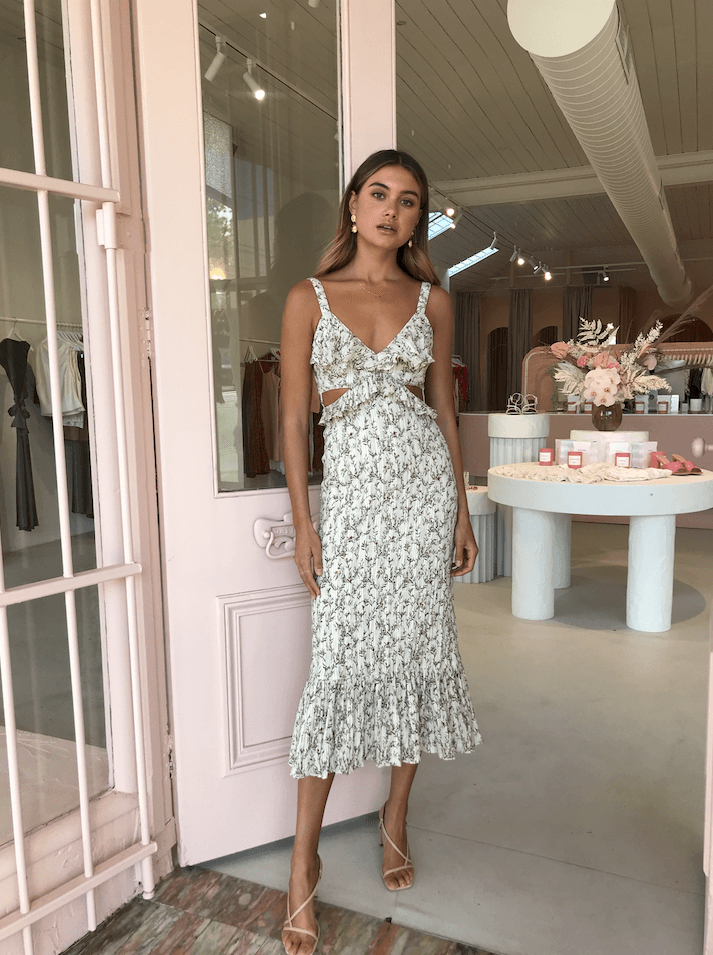 Sir The Label Alba Midi Dress Cream | AU 8 - Image 1