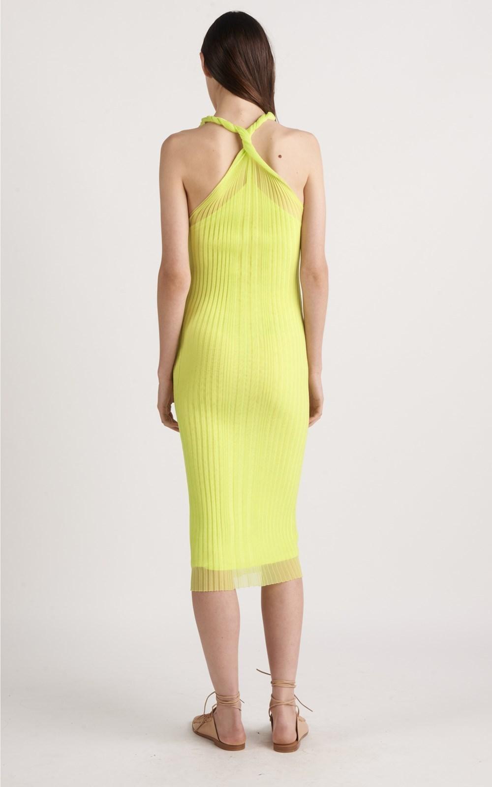 Dion Lee Sheer Pleat Twist Tank Midi Dress Zest Yellow Size 4 - Image 2