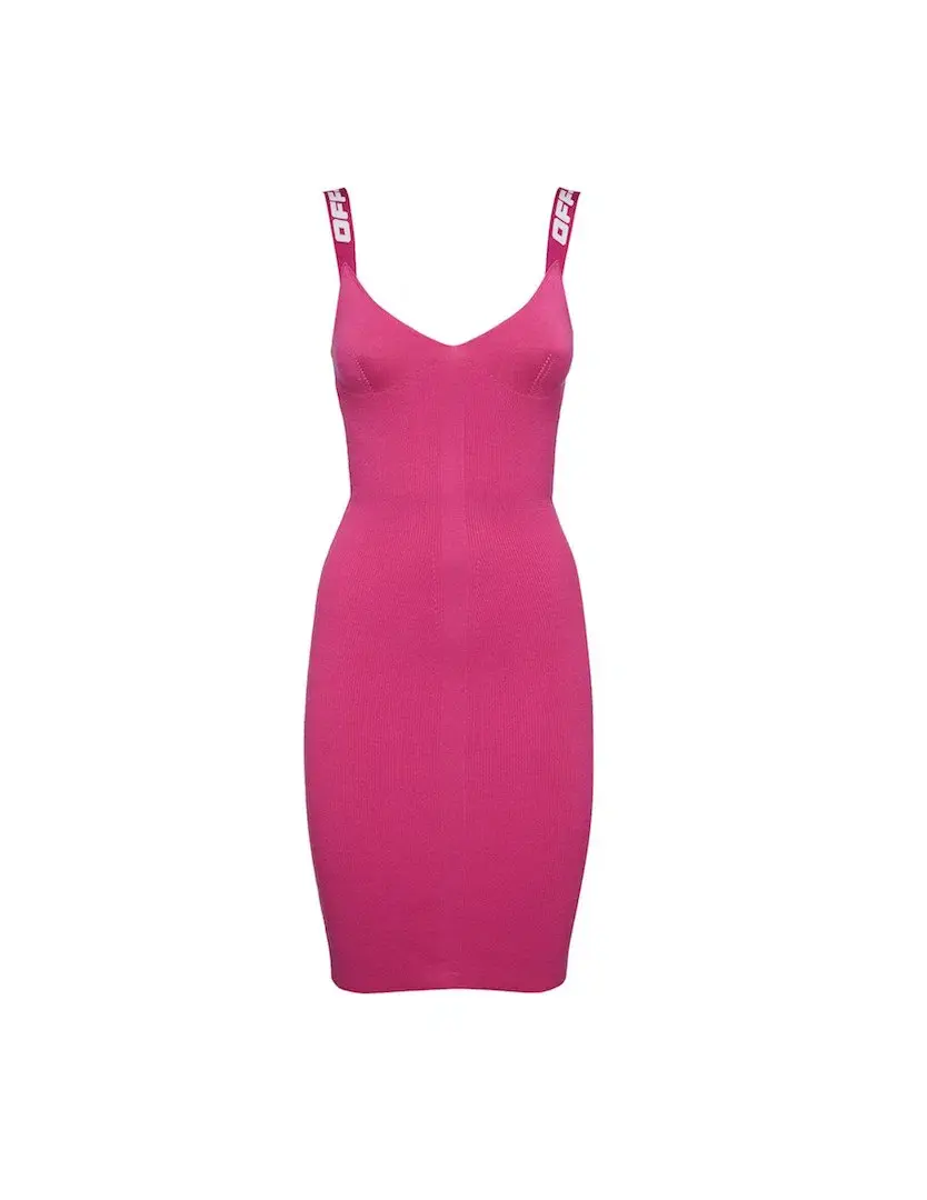 Off-White Logo Strap Dress in Pink Size 8 - Image 4