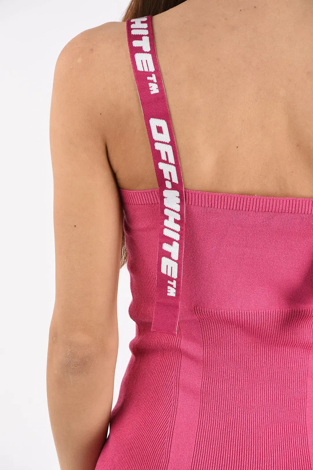 Off-White Logo Strap Dress in Pink Size 8 - Image 3