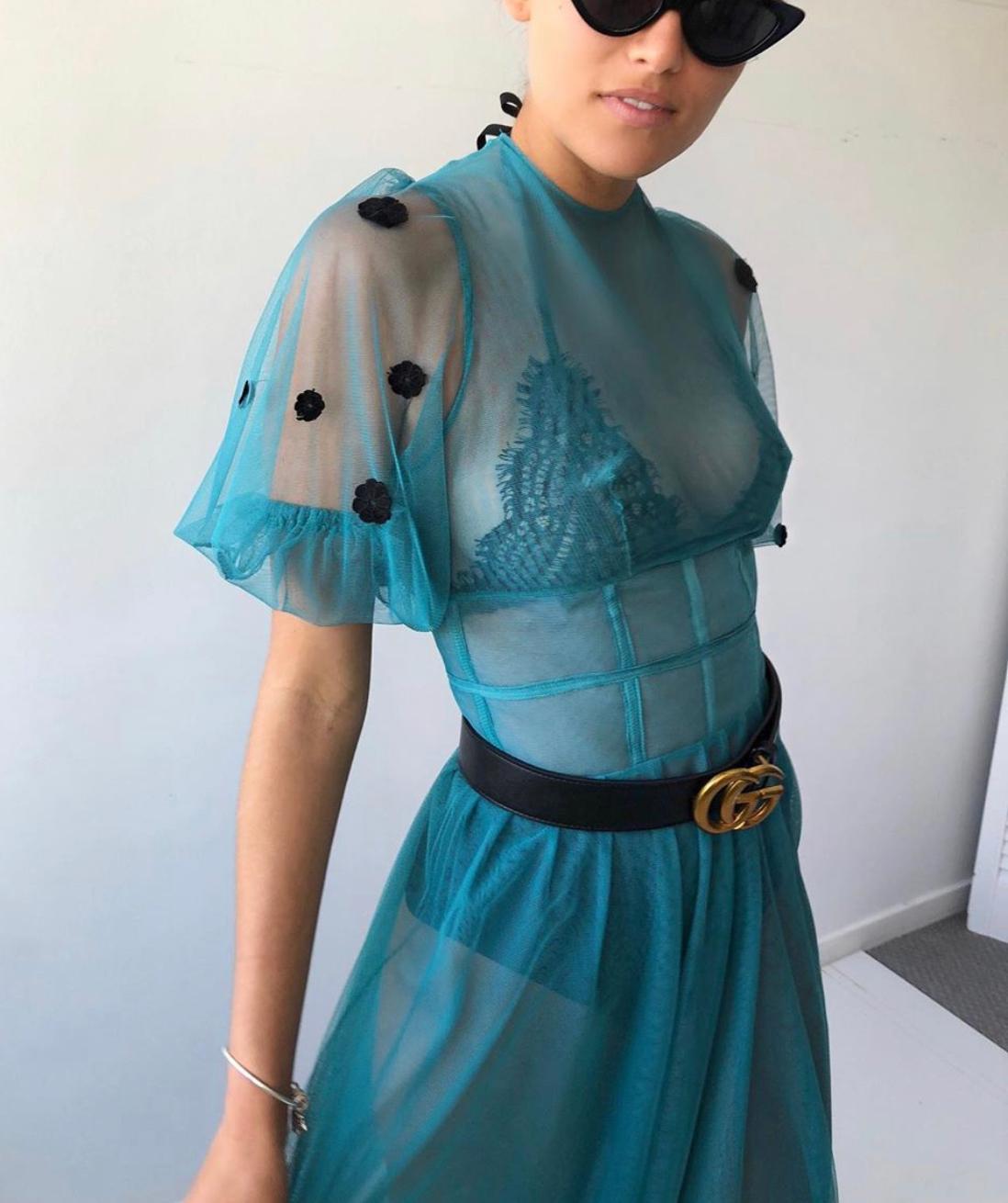Judy Copley Couture Black Poppy Dress Teal Size 8 - Image 1