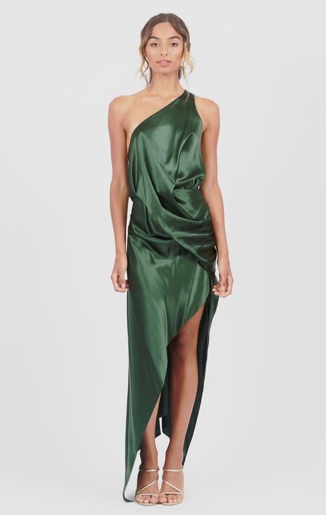 One fell swoop philly dress in silk jungle green/size 6 - Image 1