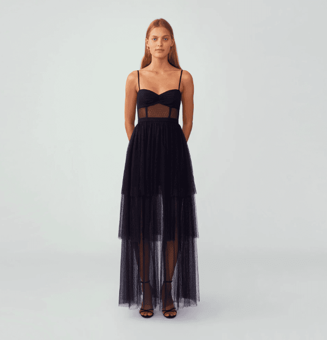 Fame and Partners, Black Corset Tiered Gown - Image 1