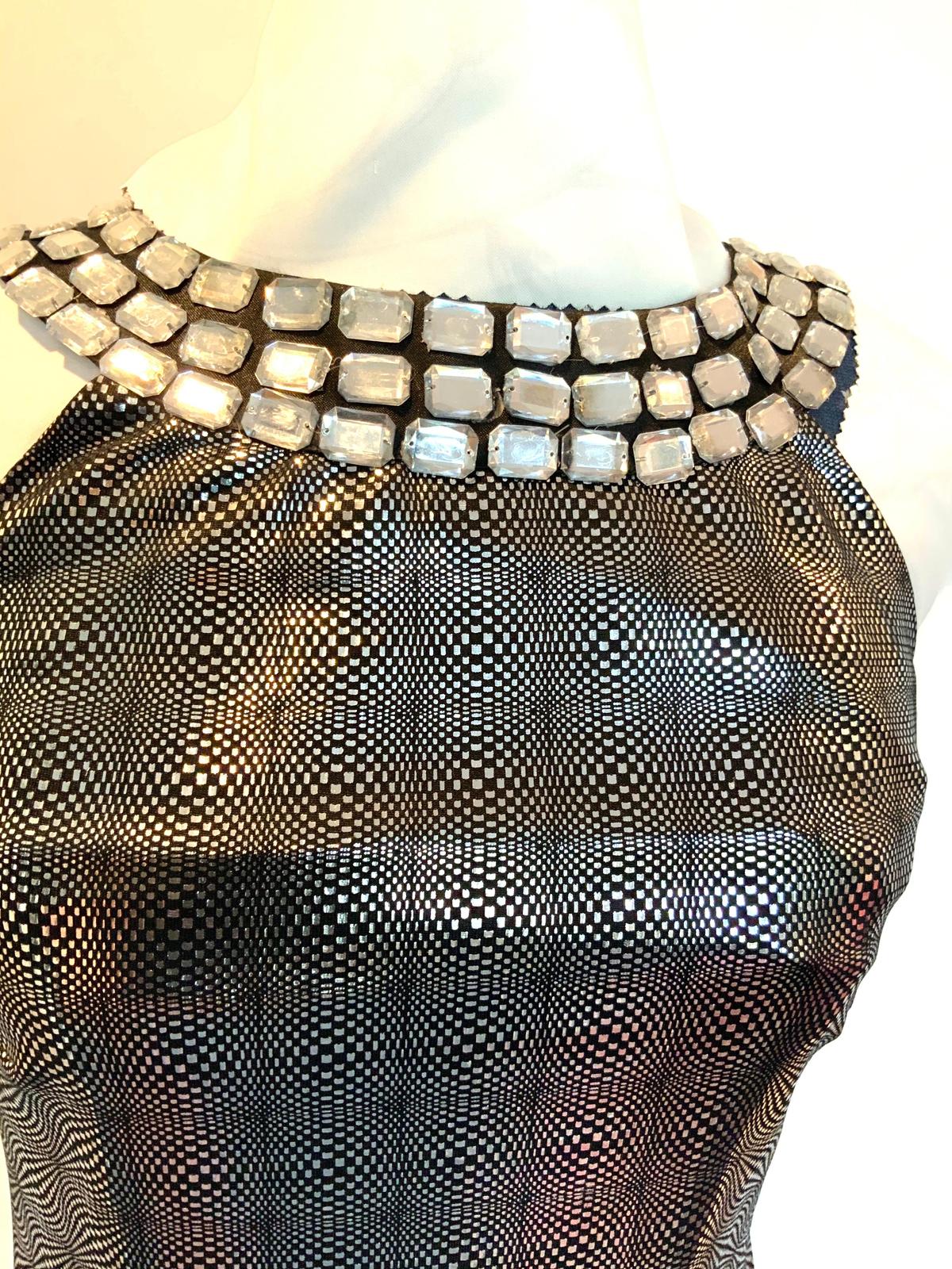 Valentino black and silver geometric mini dress - Image 2