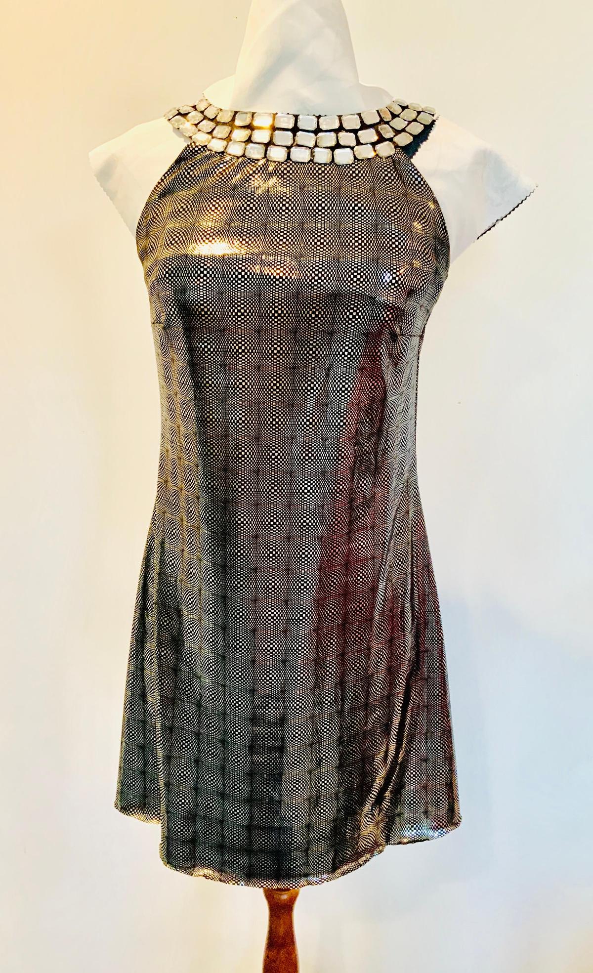 Valentino black and silver geometric mini dress - Image 1