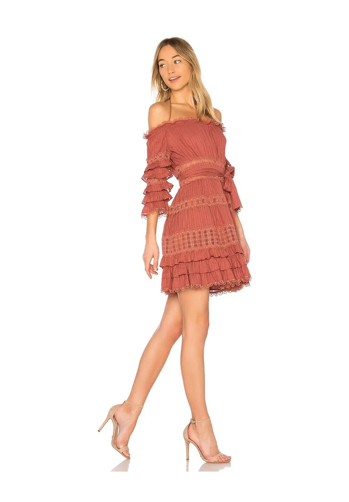 Zimmermann Corsair Frill Tier Dress in Vintage Rose Size 2/AU 12 - Image 2