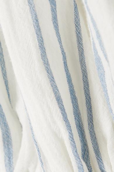 Frame Shirred Striped Cotton Voile Midi Dress Print Size 6 - Image 5